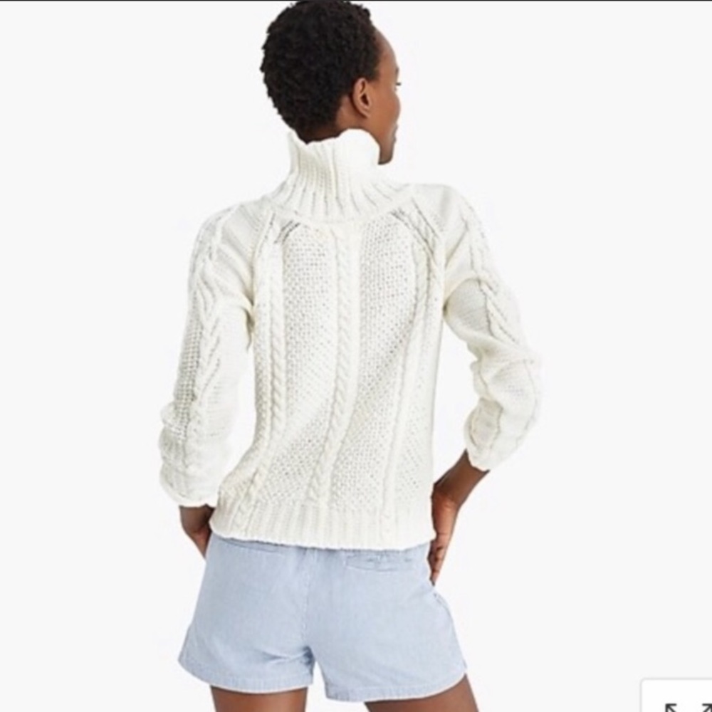 The Reeds x J. Crew white cable knit turtleneck sweater, Medium - Picture 4 of 9